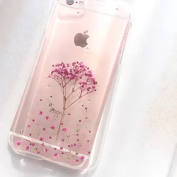 「iPhone以外の専用ページ」かすみ草の木 押し花スマホケース 5枚目の画像