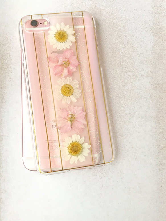 【iPhone以外の専用ページ】 baby pink 押し花スマホケース 5枚目の画像