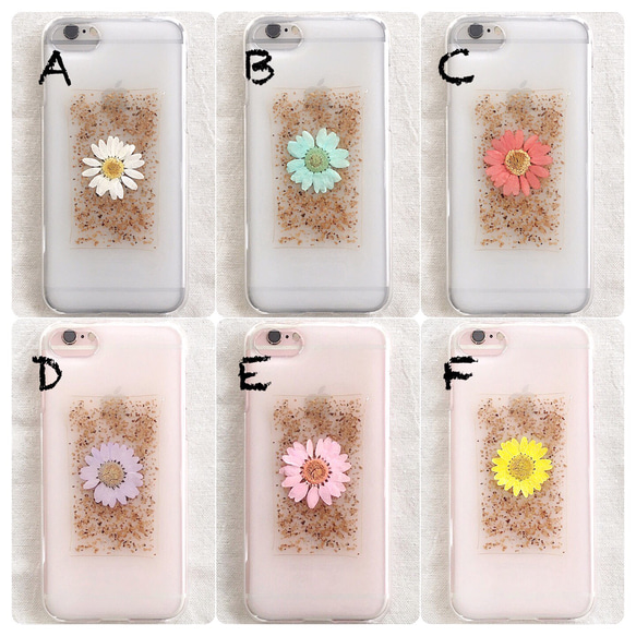 乳白色♡お花とコルクのフレーム　押し花iPhoneケース 2枚目の画像
