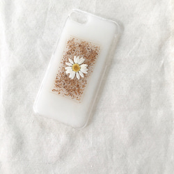 乳白色♡お花とコルクのフレーム　押し花iPhoneケース 3枚目の画像