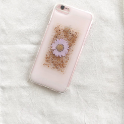 乳白色♡お花とコルクのフレーム　押し花iPhoneケース 5枚目の画像