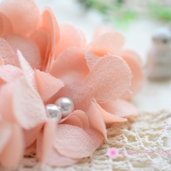 ☆パステルカラー☆アンティーク着物のお花とパールがいっぱいシュシュ【桜色】 7枚目の画像