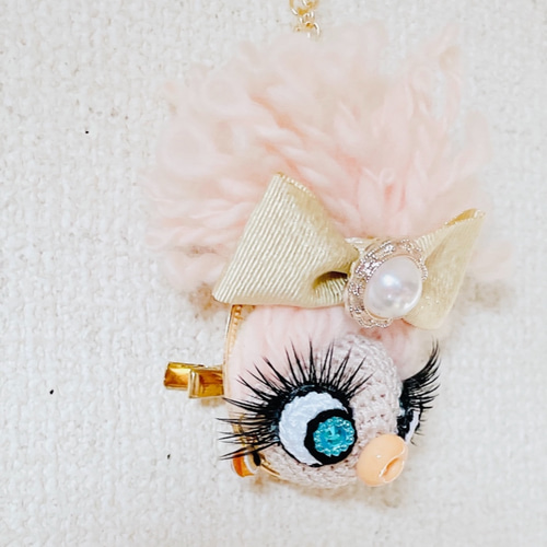 fortune amulet 【バッグチャームブローチ】ピンク姫ぼんちゃん