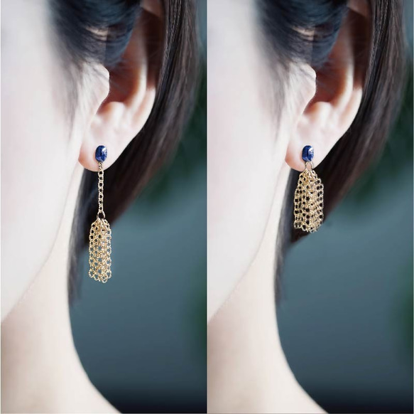 Titan Pierced earring with Kyanite 第3張的照片