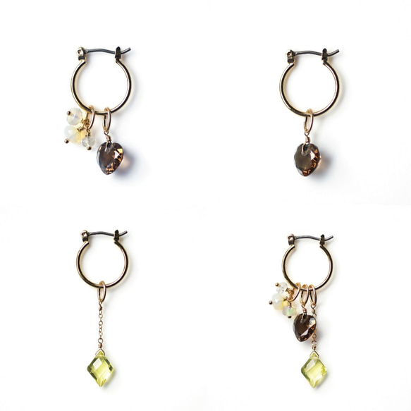 Titan Pierced earring with Opal and Lemon quartz 第2張的照片
