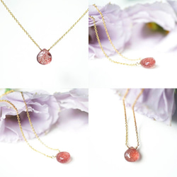 14KGF 40cm Necklace with pink epidote 第4張的照片