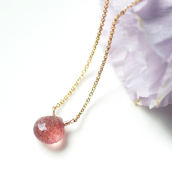14KGF 40cm Necklace with pink epidote 第7張的照片