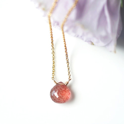 14KGF 40cm Necklace with pink epidote 第8張的照片