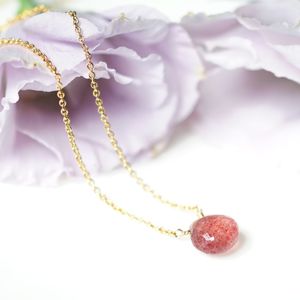 14KGF 40cm Necklace with pink epidote 第10張的照片