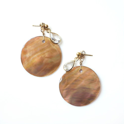 14KGF Pierced earring with Shell and Topaz 第7張的照片