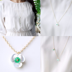 14KGF 70cm slideball Neckrace with Emerald. 第4張的照片