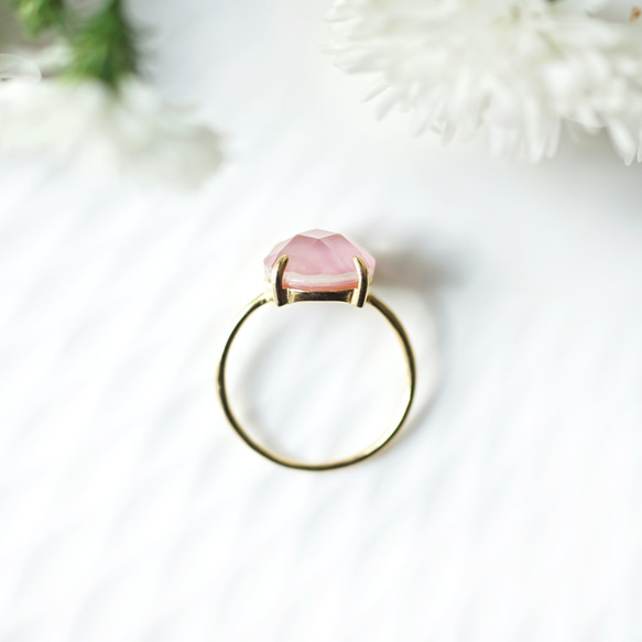 Silver925 K18gold coating ring with Pink shell 第8張的照片