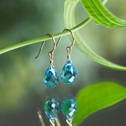 14KGF Pierced earring with Swiss Blue Topaz 第6張的照片