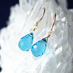 14KGF Pierced earring with Swiss Blue Topaz 第7張的照片