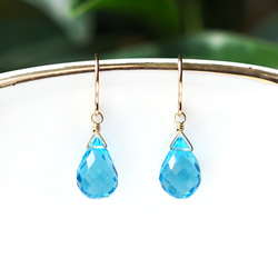 14KGF Pierced earring with Swiss Blue Topaz 第8張的照片