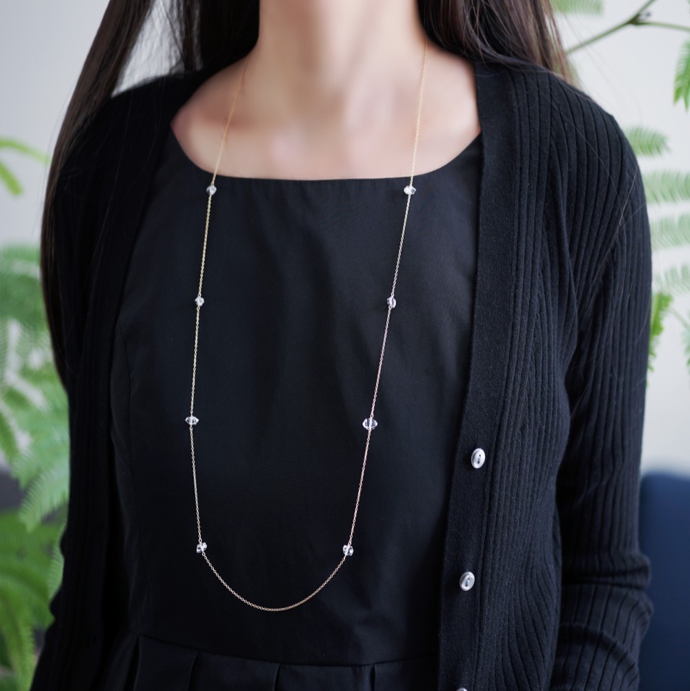 80cm★ハーキマーダイヤモンドのロングネックレス　～Alenka