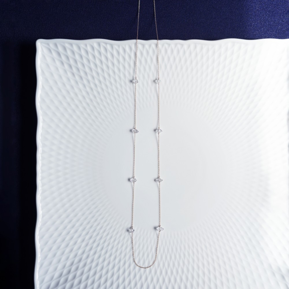 80cm★ハーキマーダイヤモンドのロングネックレス　～Alenka