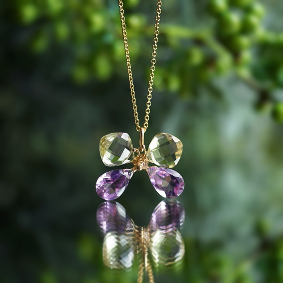 檸檬石英和紫水晶蝴蝶項鍊 ~Papillon 第1張的照片