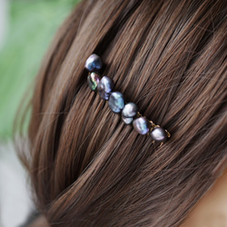 ☆ネイビーバロック淡水真珠のヘアコーム　～Artemisia 6枚目の画像