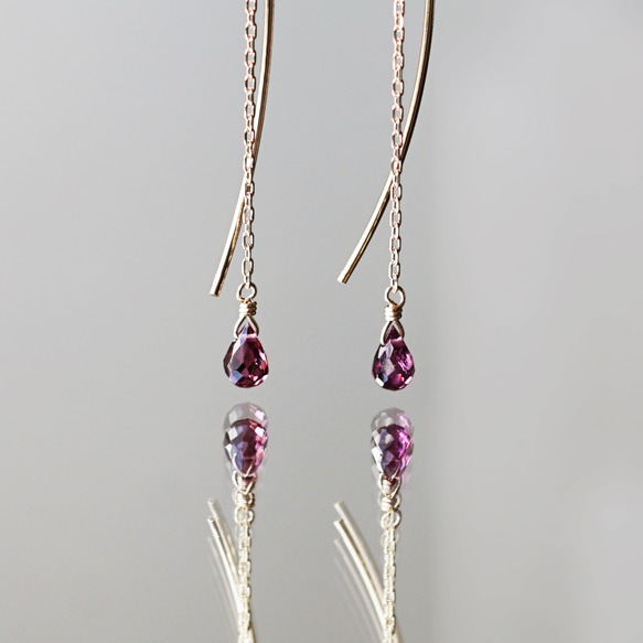 K10 pierced earring with Rohdlite Garnet 第1張的照片