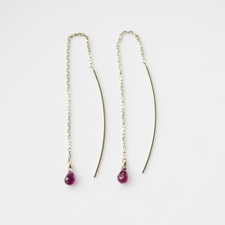 K10 pierced earring with Rohdlite Garnet 第4張的照片