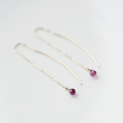 K10 pierced earring with Rohdlite Garnet 第8張的照片