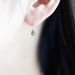 14KGF 綠色磷灰石菱形栗色切割耳環 ~Jane 第3張的照片
