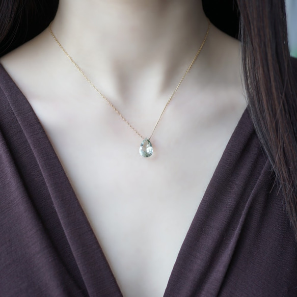 14KGF Neckrace with Green Amethyst 第3張的照片