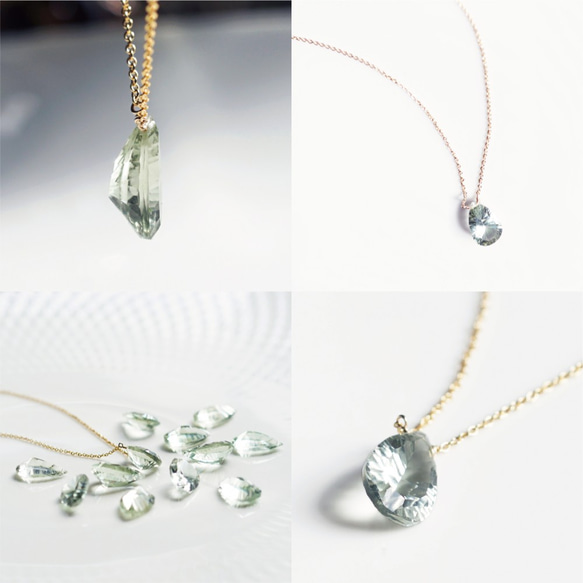 14KGF Neckrace with Green Amethyst 第4張的照片