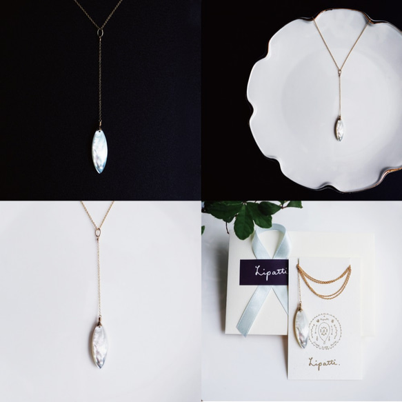 14KGF 50cm necklace with white shell 第4張的照片