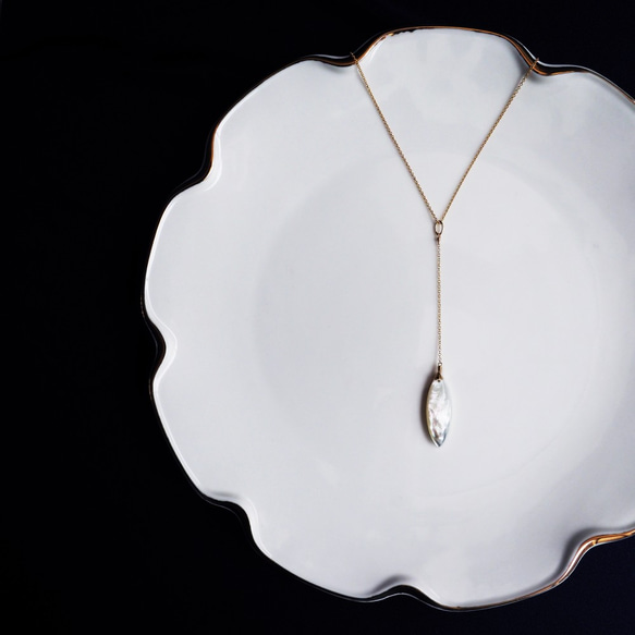 14KGF 50cm necklace with white shell 第9張的照片