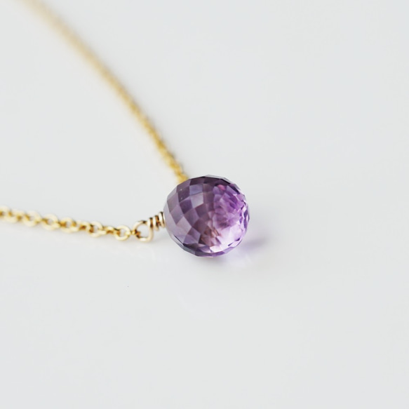 ☆Briolette 水滴形切割紫水晶項鍊 ～Enola 第4張的照片