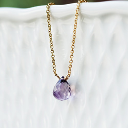 ☆Briolette 水滴形切割紫水晶項鍊 ～Enola 第1張的照片