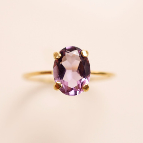 アメジスト オーバルカット リングk18