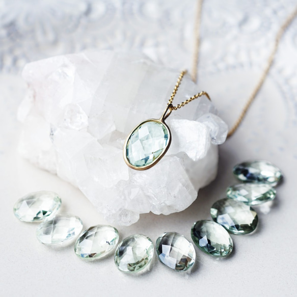 14KGF 50cm Necklace with Green Amethyst. 第1張的照片