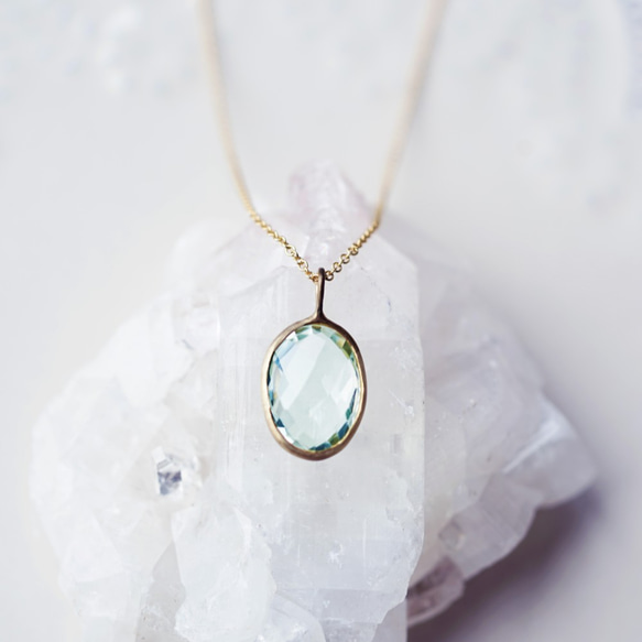 14KGF 50cm Necklace with Green Amethyst. 第7張的照片