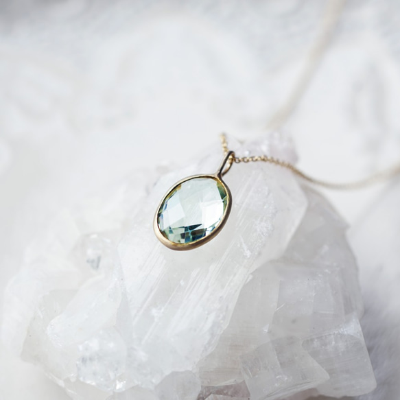 14KGF 50cm Necklace with Green Amethyst. 第9張的照片
