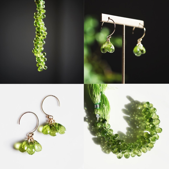 14KGF Pierced earring with Peridot 第4張的照片