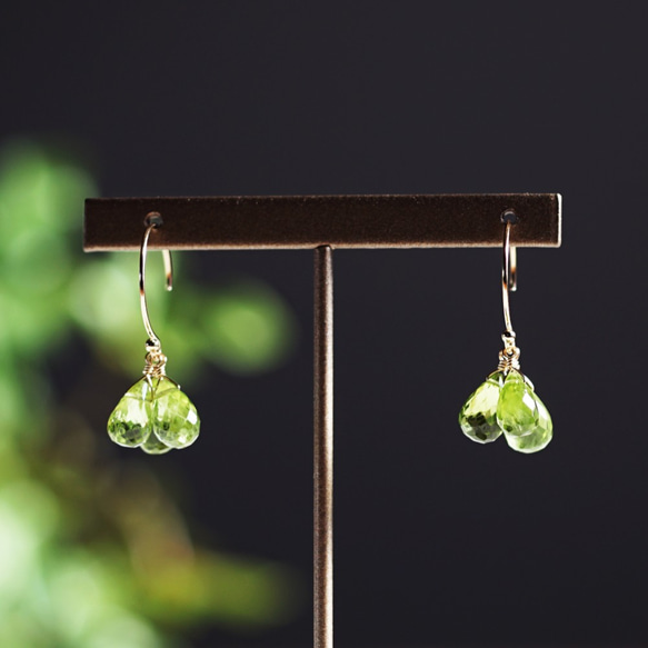 14KGF Pierced earring with Peridot 第7張的照片