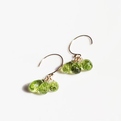 14KGF Pierced earring with Peridot 第10張的照片