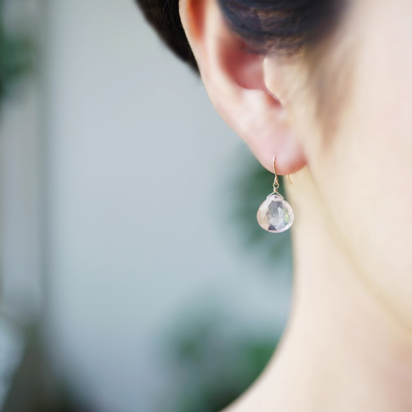 K18 Pierced earring with Rose quartz 第3張的照片