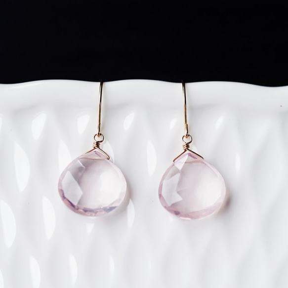 K18 Pierced earring with Rose quartz 第9張的照片