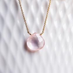 14KGF 40cm Necklace with Rosequartz 第4張的照片