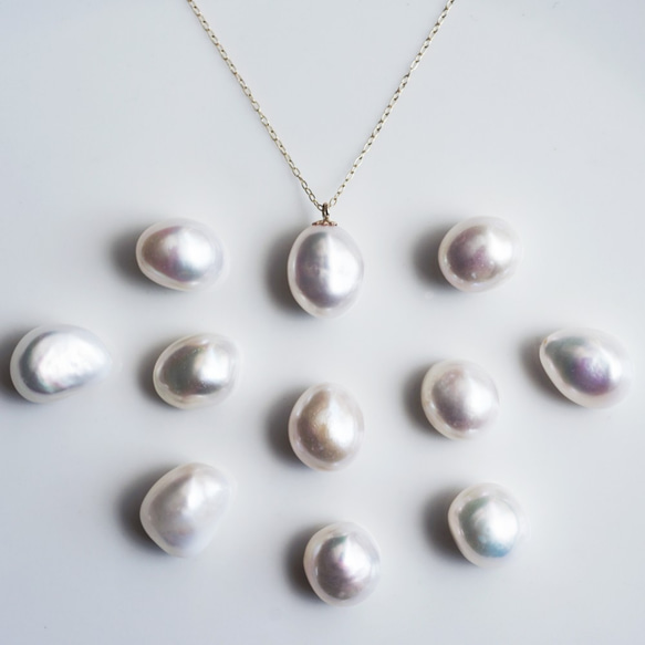 ☆K10大粒ぷっくりバロック淡水真珠のネックレス ～Charo ネックレス