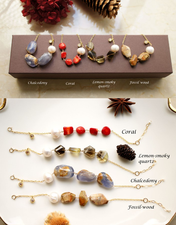 木頭化石和巴洛克珍珠的手鍊　～Hedy 第5張的照片