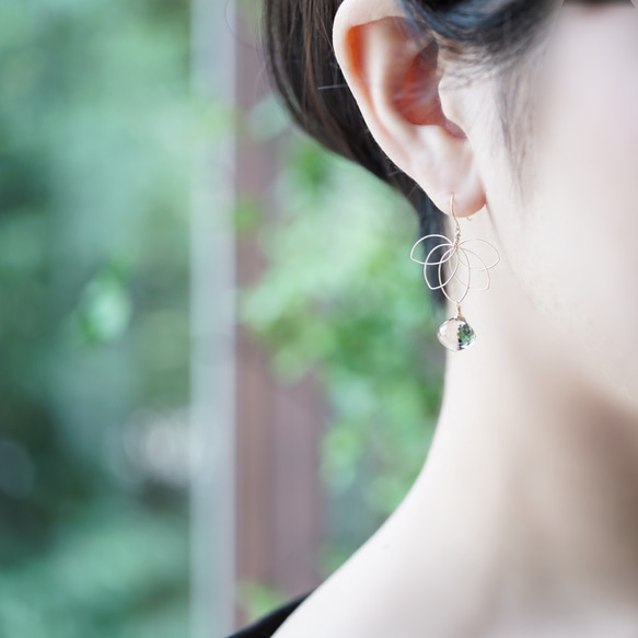 K18 pierced earring with Green Amethyst. 第3張的照片