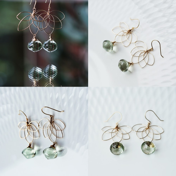 K18 pierced earring with Green Amethyst. 第4張的照片