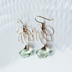 K18 pierced earring with Green Amethyst. 第6張的照片