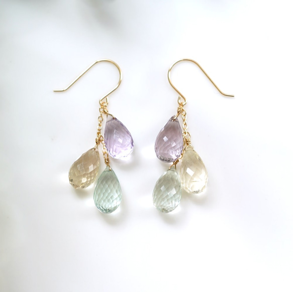 K18 Pierced earring with Pastel color quartz　 第1張的照片