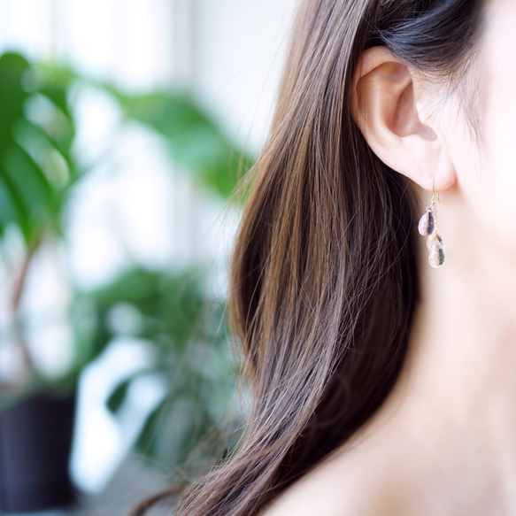 K18 Pierced earring with Pastel color quartz　 第3張的照片